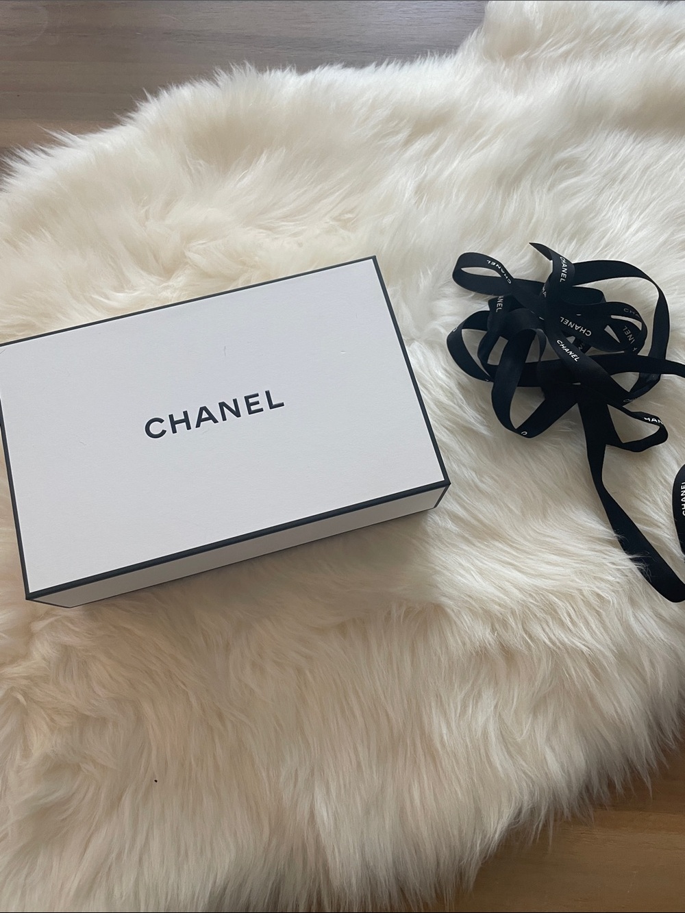 CHANEL White Box with Black Branded Ribbon (empty)